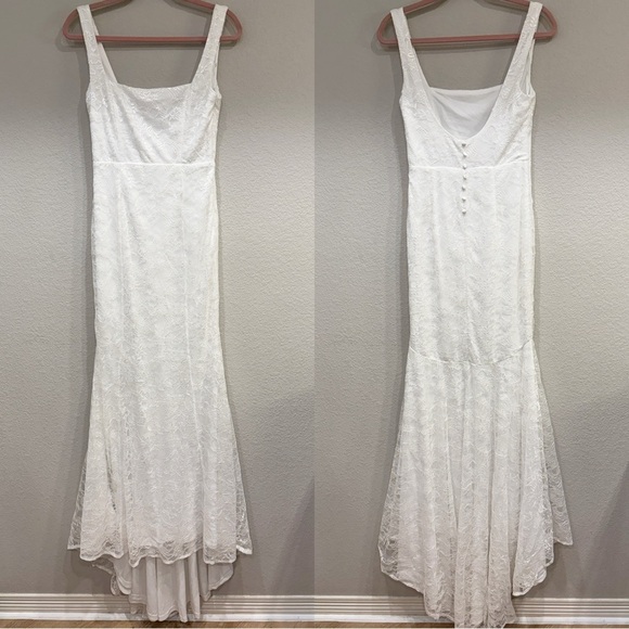 NWOT Lulus‎ Eternal Happiness White Lace Square Neck Mermaid Maxi Dress - Picture 5 of 9